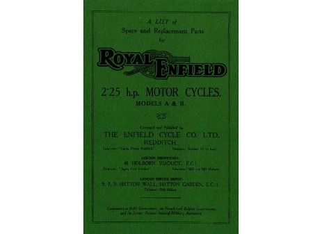 British Royal Enfield parts book 1930 Model A and 1930 Model B
