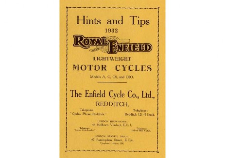 Royal Enfield manual for 1932 Model A, C, CS, CSO