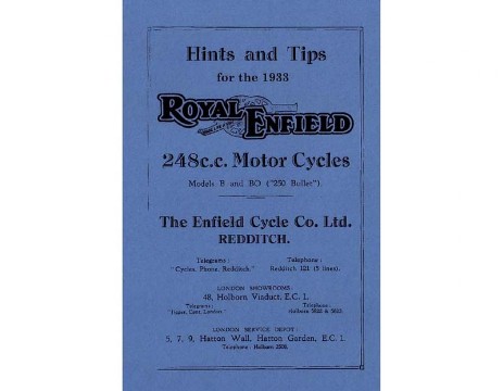 Royal Enfield manual for 1933 Model B & BO (250 Bullet)