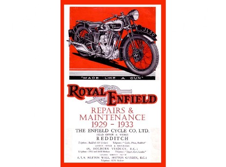 Workshop manual for Royal Enfield Model A, BO, C, F, L, H, G, LF, from 1929 to 1933